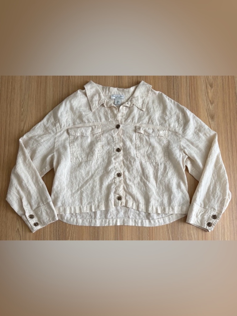 Rachel Zoe Linen Button Up Shirt Pockets Wmns S Long Slv Safari Utility Resort